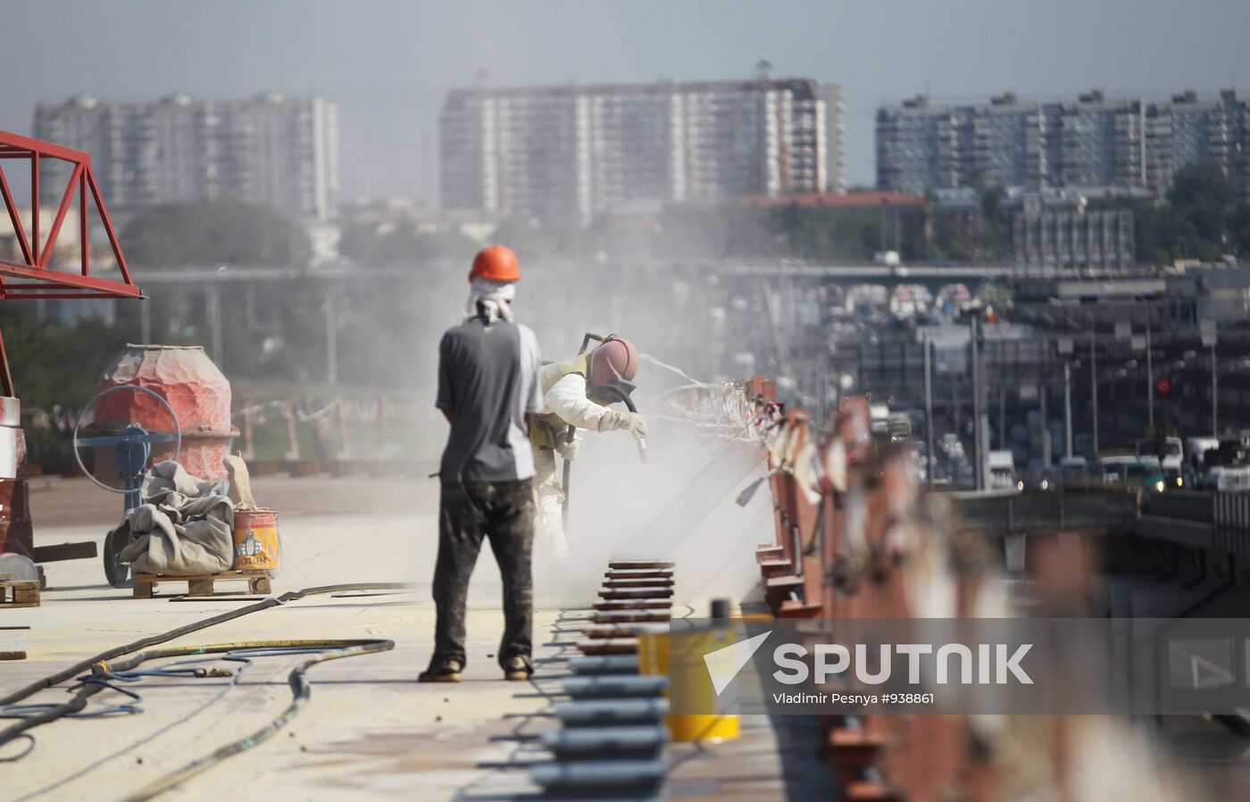 Motorway construction site close to Moscow-City IBC