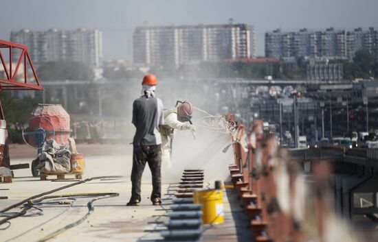 Motorway construction site close to Moscow-City IBC