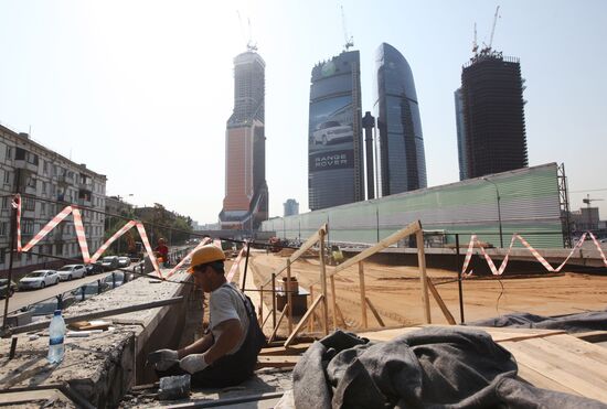 Mororway construction site close to Moscow-City IBC