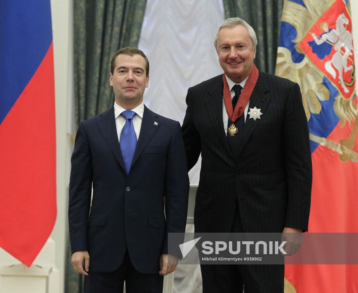 Dmitry Medvedev gives state awards in Kremlin