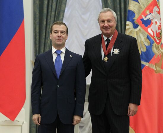 Dmitry Medvedev gives state awards in Kremlin