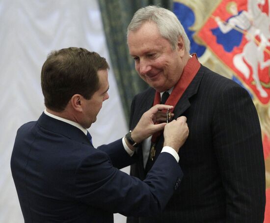 Dmitry Medvedev gives state awards in Kremlin
