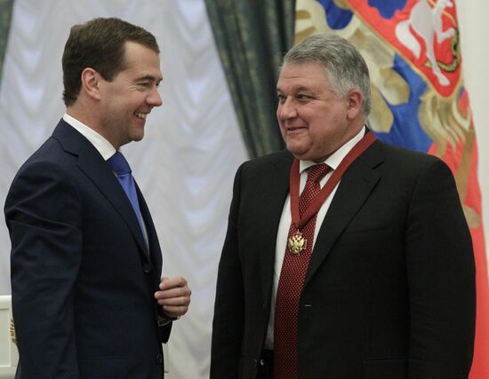 Dmitry Medvedev gives state awards in Kremlin
