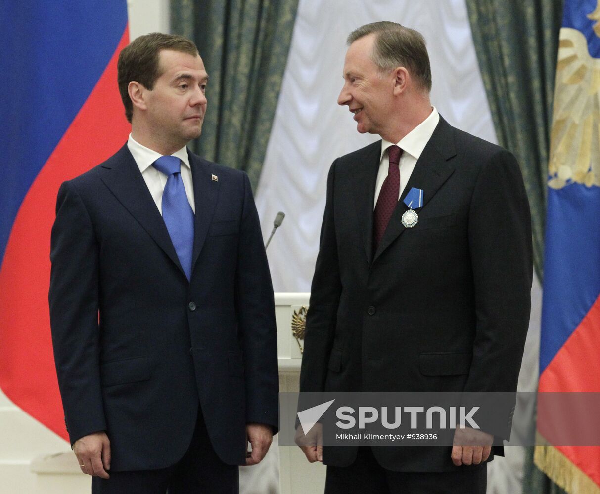Dmitry Medvedev gives state awards in Kremlin