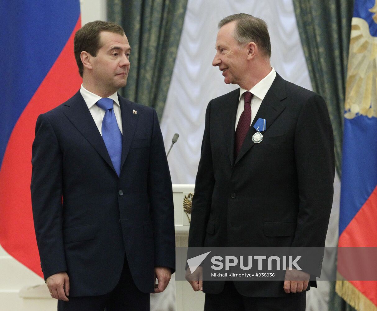 Dmitry Medvedev gives state awards in Kremlin