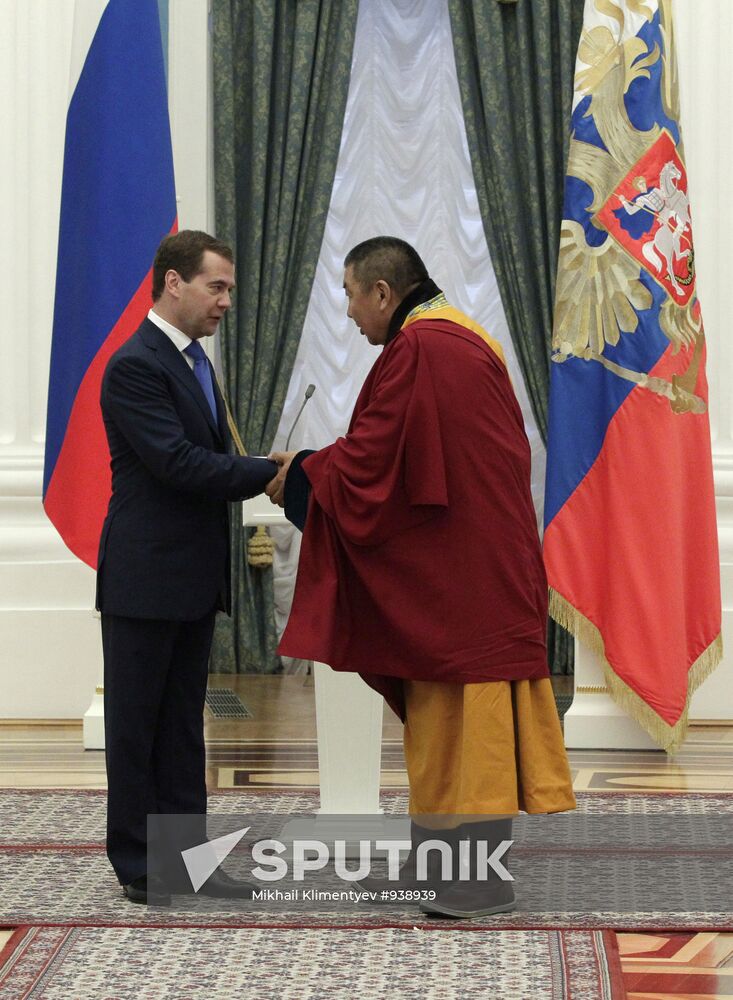 Dmitry Medvedev gives state awards in Kremlin