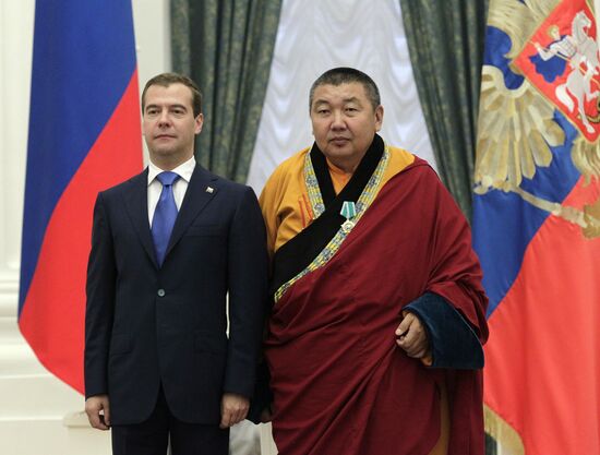Dmitry Medvedev gives state awards in Kremlin