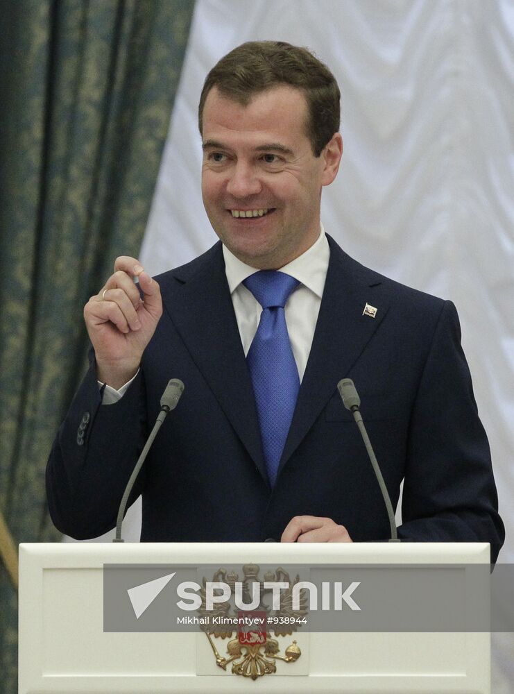 Dmitry Medvedev gives state awards in Kremlin