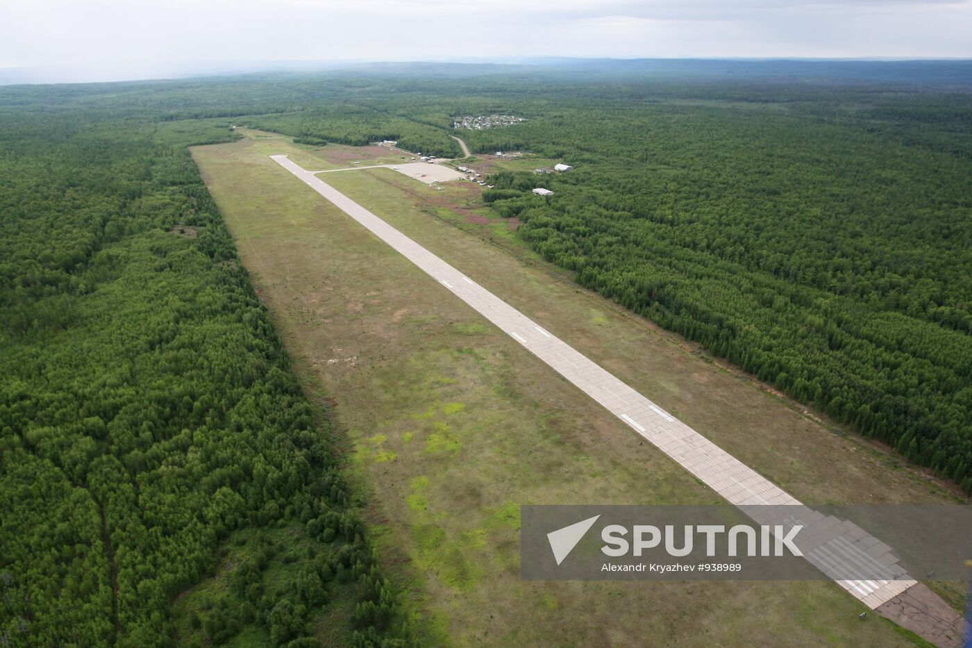 View of runway at airport near the town of Kodinsk