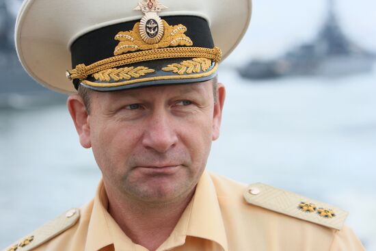 Rehearsal for Baltic Fleet Navy Day parade of ships