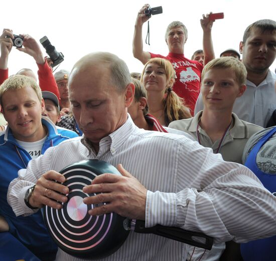 Vladimir Putin visiting Seliger 2011 Youth Forum