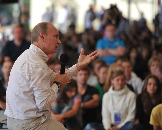 Vladimir Putin visiting Seliger 2011 Youth Forum