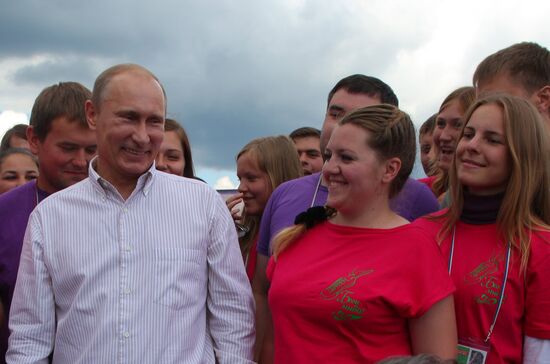 Vladimir Putin visiting Seliger 2011 Youth Forum