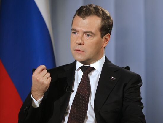 Dmitry Medvedev granted an interview to TV channels and a radio