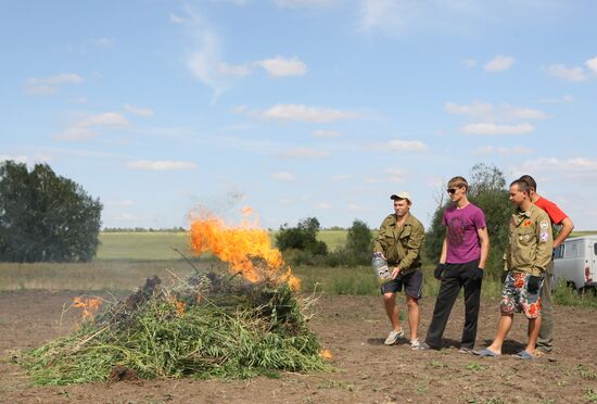 Student crew destroys wild hemp plants in Altai Territory