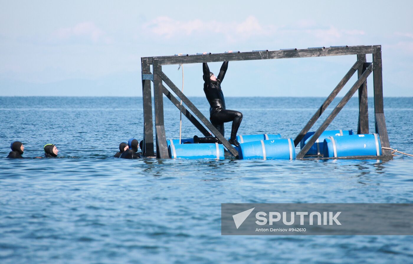 Military divers train at Baikal