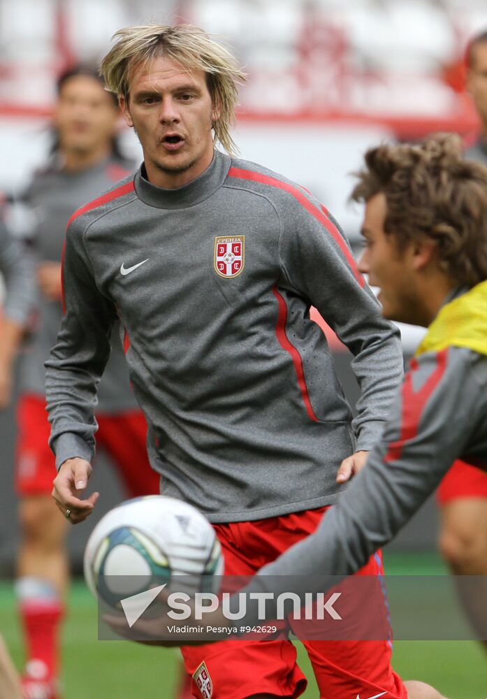 Serbian national football team holds training session