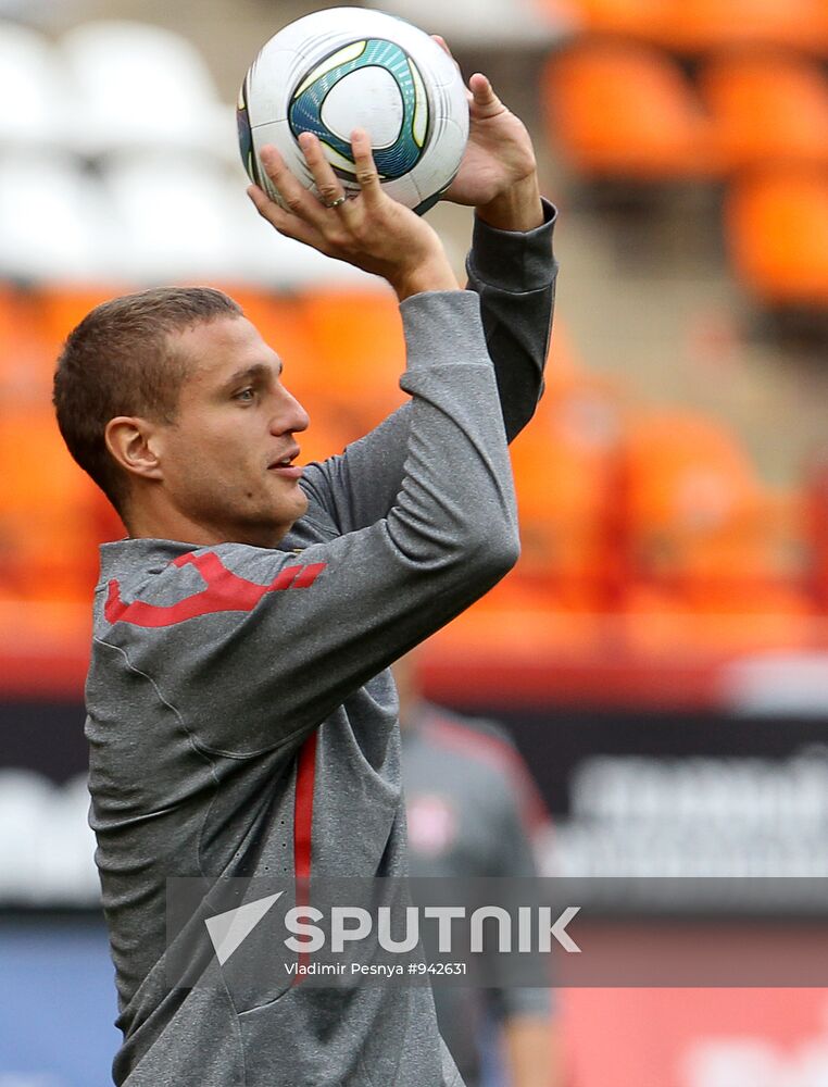 Serbian national football team holds training session