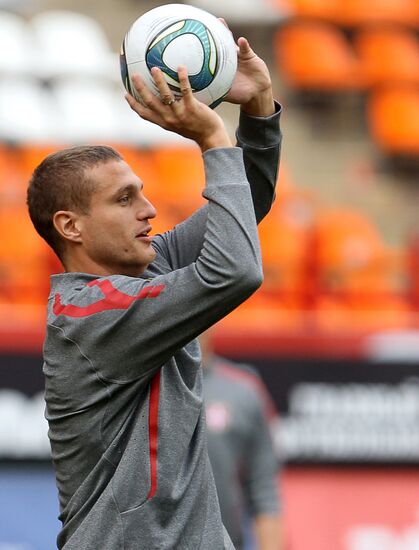 Serbian national football team holds training session