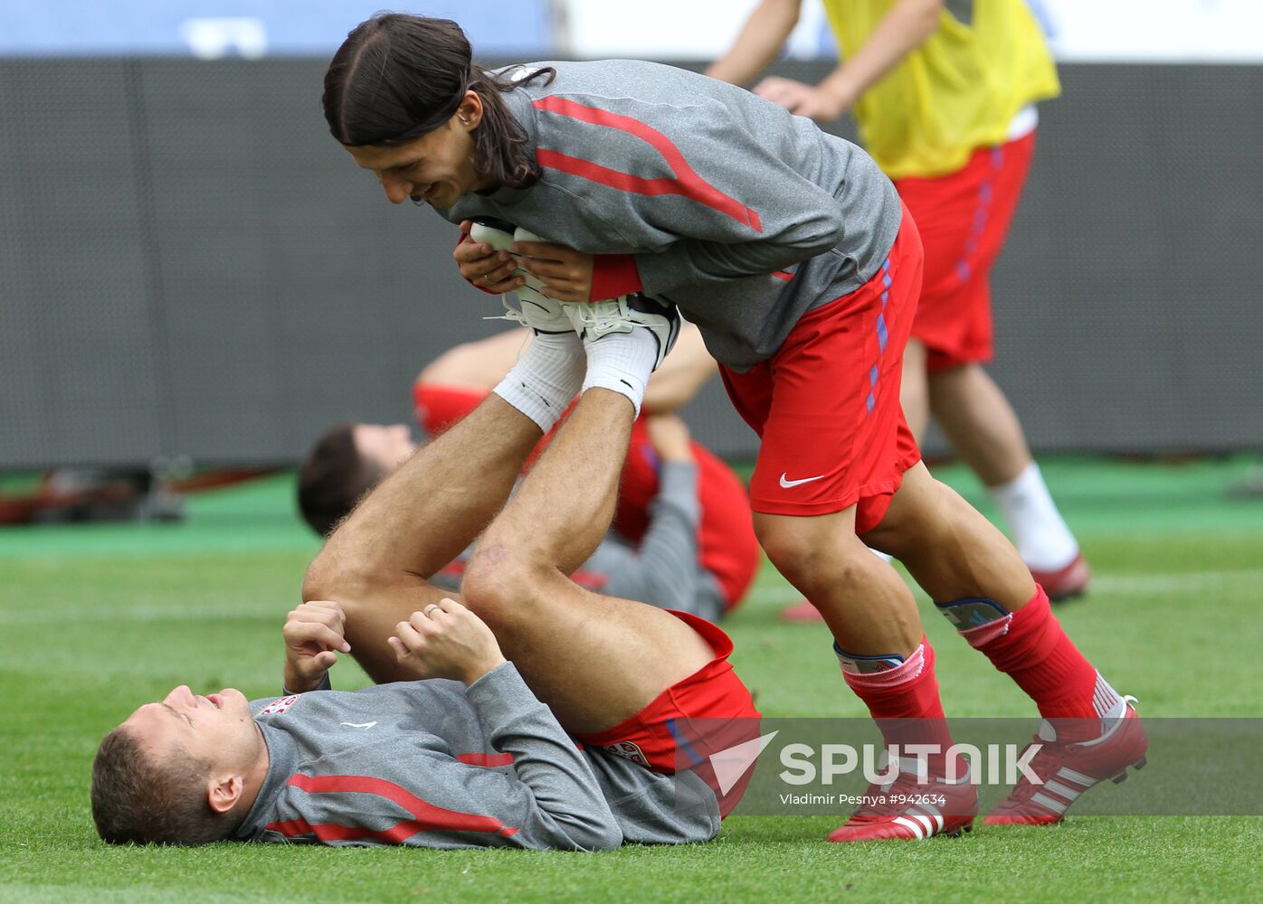 Serbian national football team holds training session