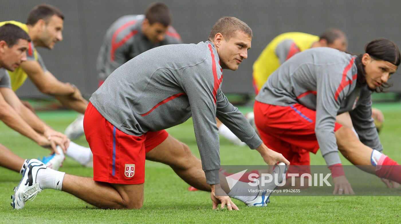 Serbian national football team holds training session