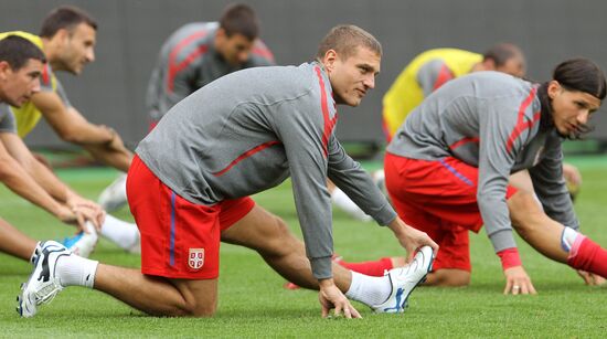 Serbian national football team holds training session