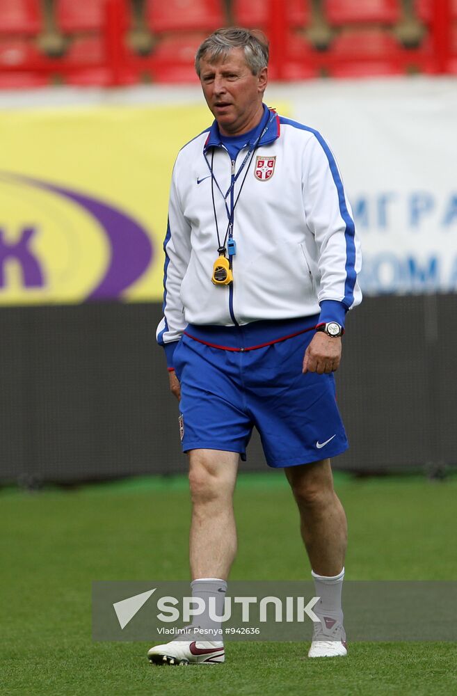 Serbian national football team holds training session