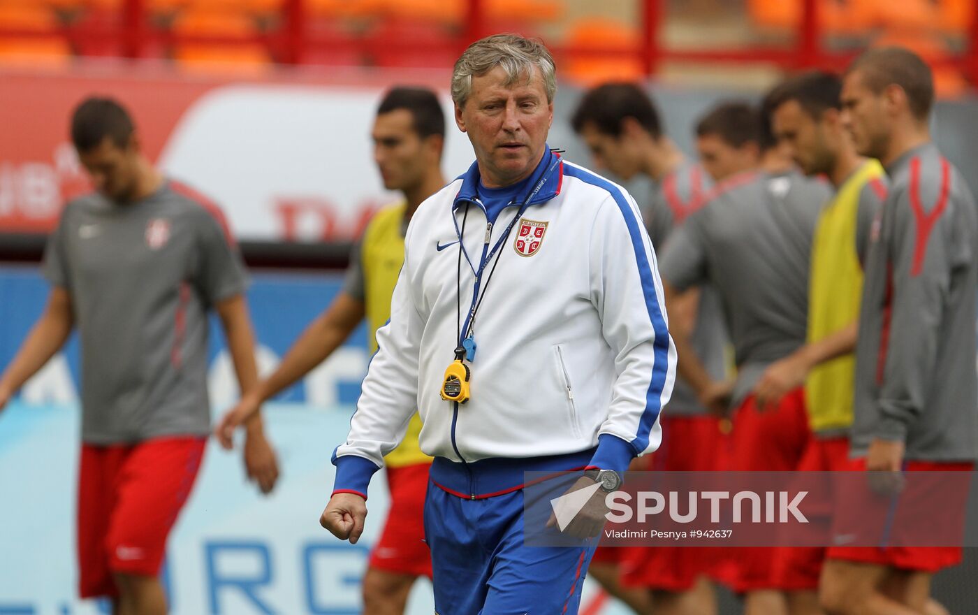 Serbian national football team holds training session