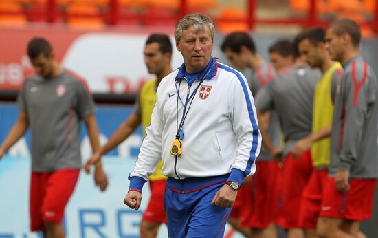 Serbian national football team holds training session