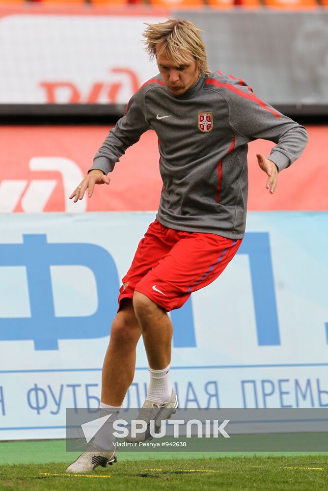 Serbian national football team holds training session