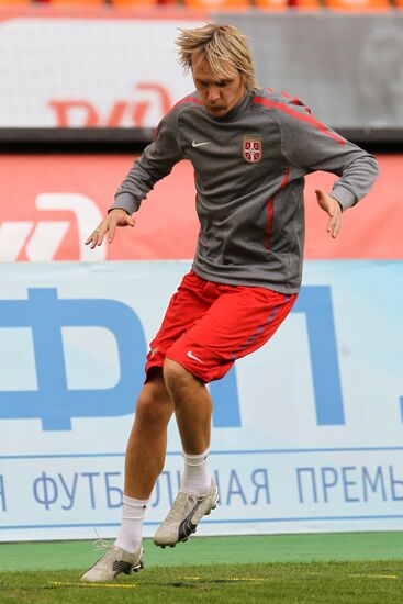 Serbian national football team holds training session