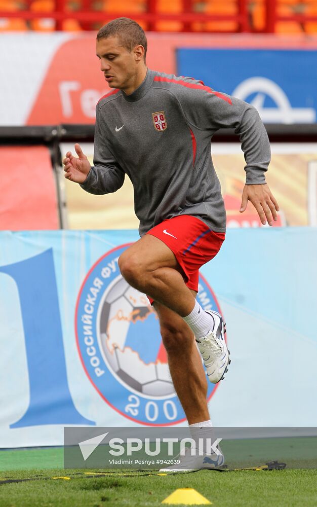 Serbian national football team holds training session