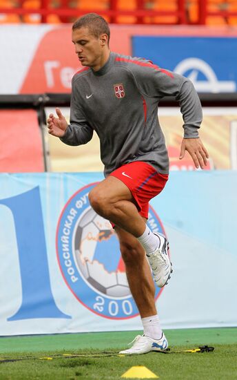 Serbian national football team holds training session