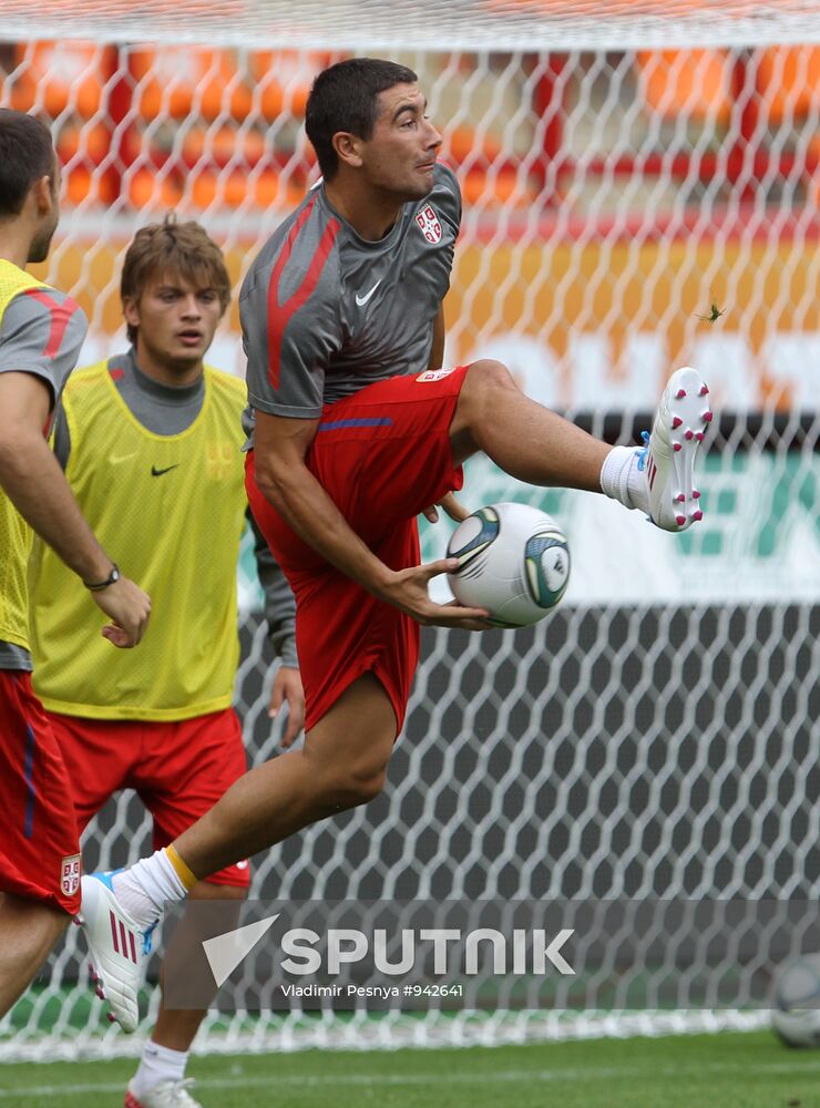 Serbian national football team holds training session