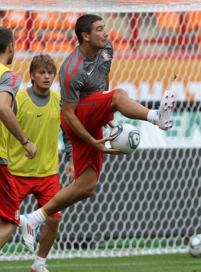 Serbian national football team holds training session