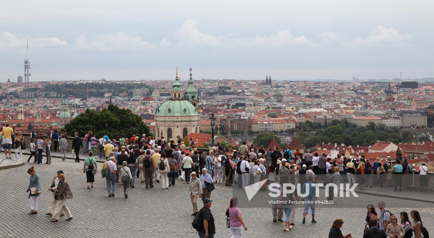 Observation deck at corner of Hradčanské Square, Prague