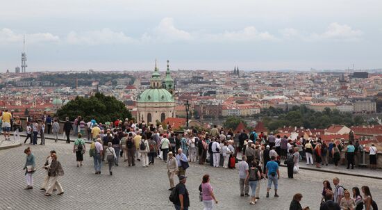 Observation deck at corner of Hradčanské Square, Prague