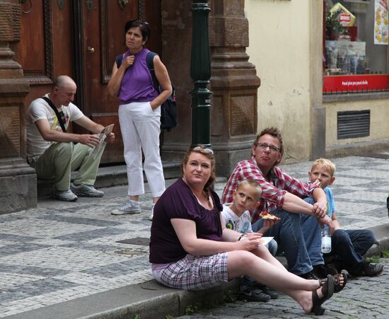 Tourists resting
