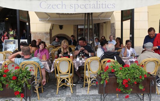 Street restaurant on Old Town Square, Prague