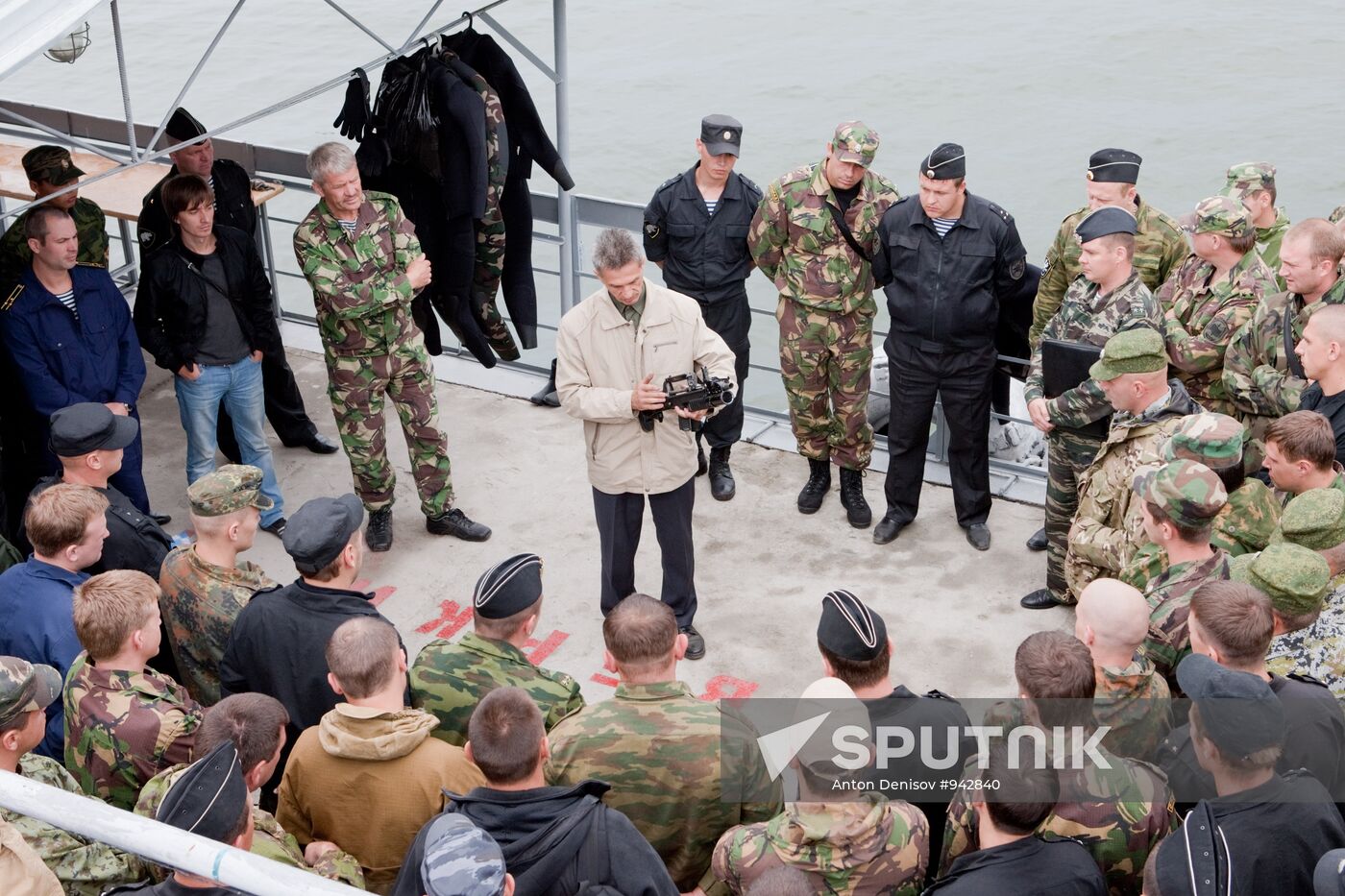 Military divers in training on Lake Baikal