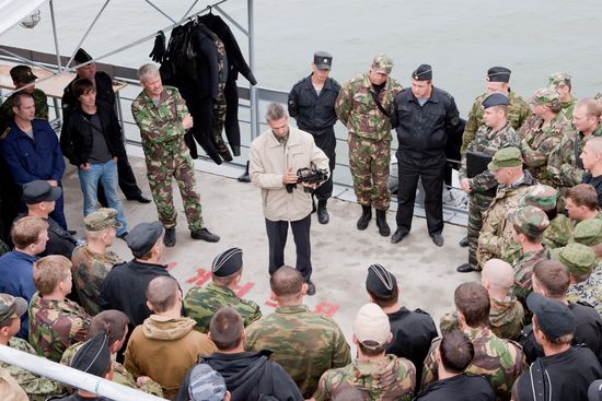 Military divers in training on Lake Baikal