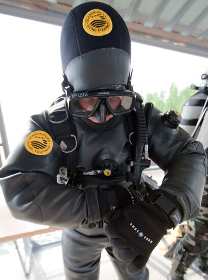 Military divers in training on Lake Baikal