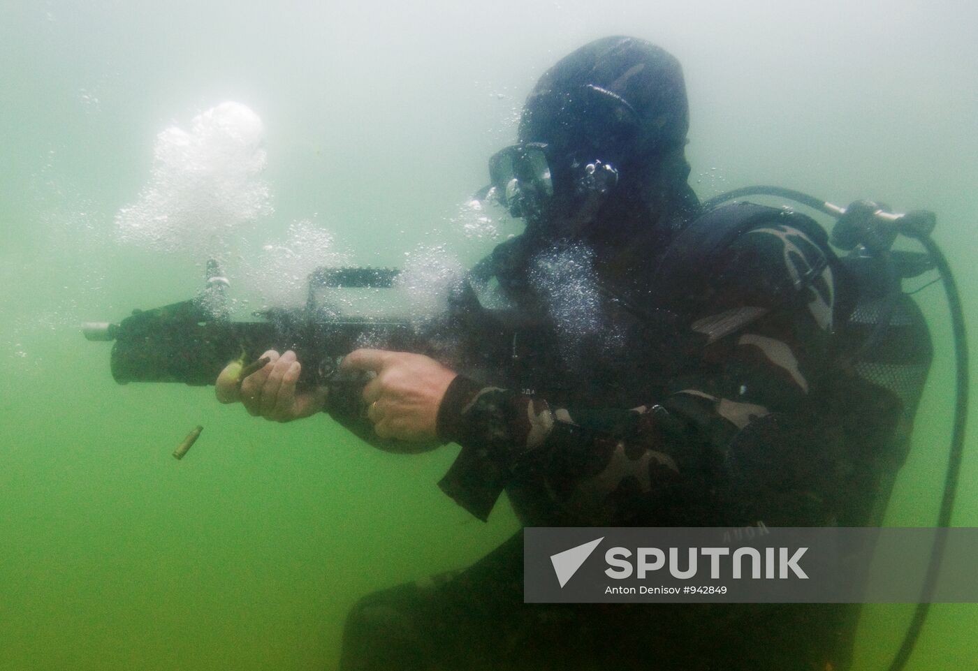 Military divers in training on Lake Baikal
