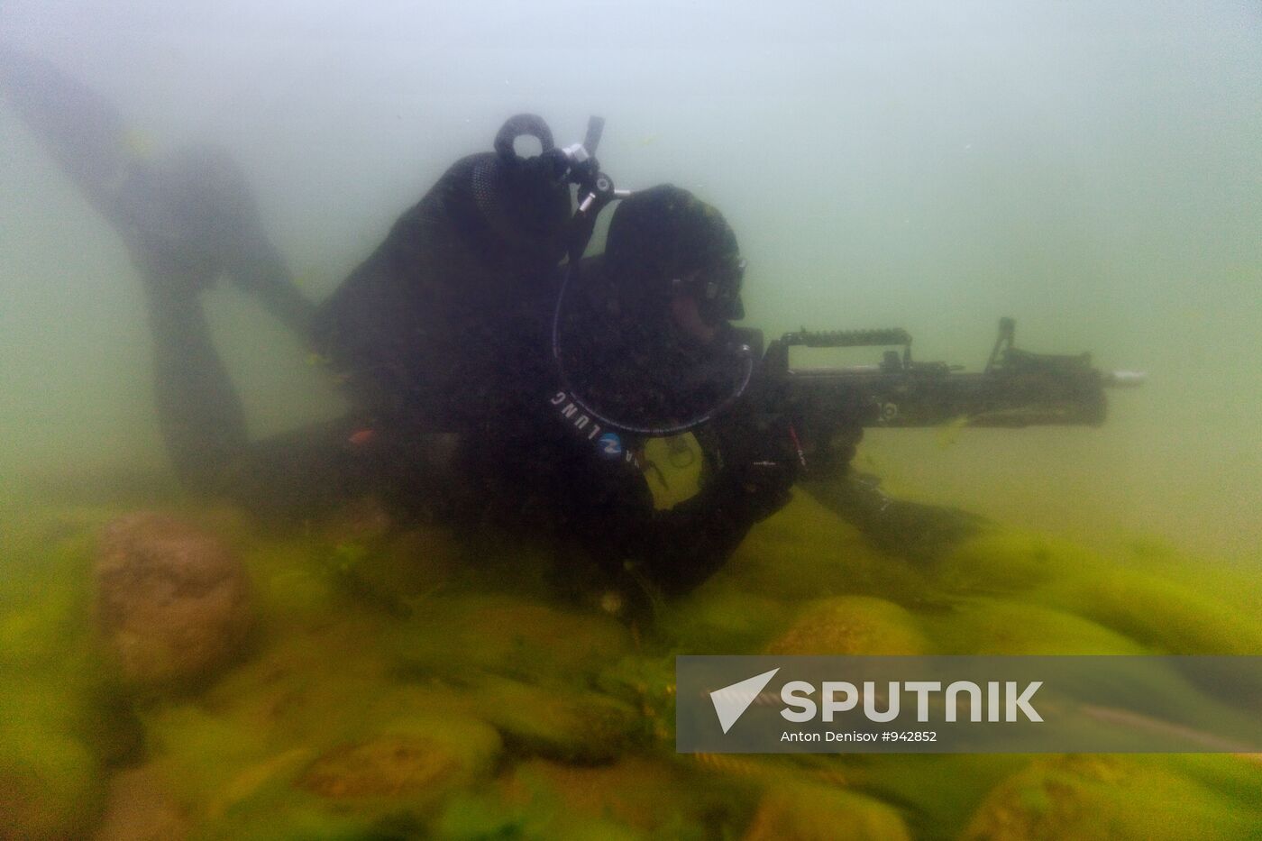 Military divers in training on Lake Baikal