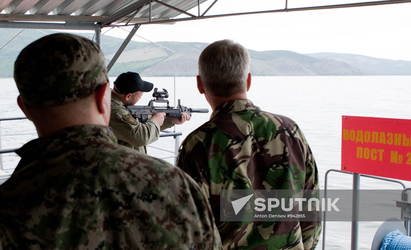 Military divers in training on Lake Baikal