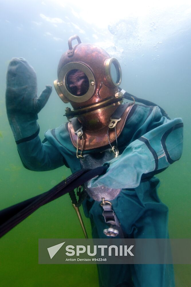 Military divers in training on Lake Baikal