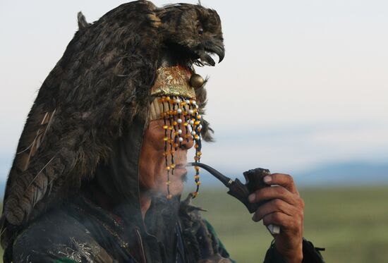 Tuva people's supreme shaman performs grand ritual