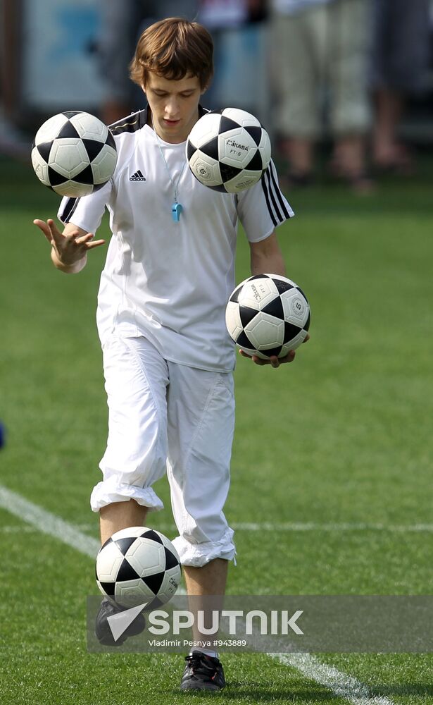 Participant of show ahead of football match