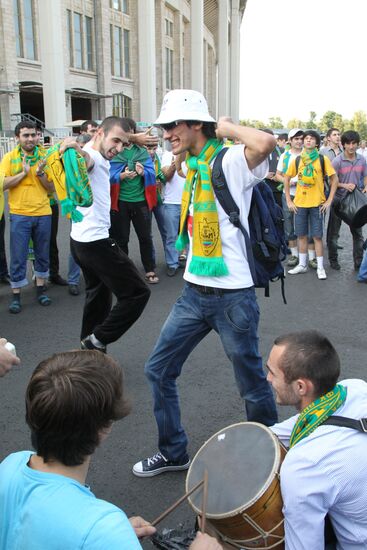 FC Anzhi fans arrive to attend Anzhi vs. Spartak match