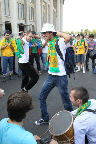 FC Anzhi fans arrive to attend Anzhi vs. Spartak match